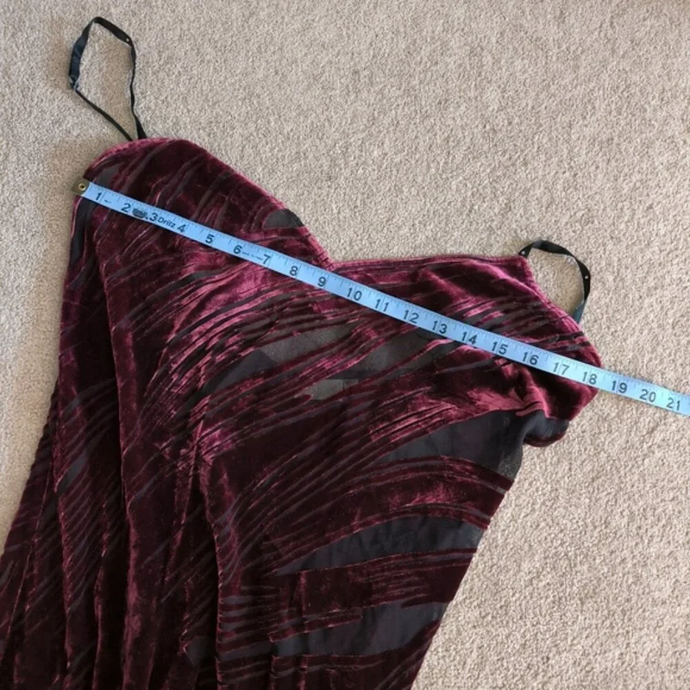 Vintage Y2K 2000s Burnout Velvet Velour Vamp Whismigoth Dark Fairy Midi Dress M - Picture 5 of 8